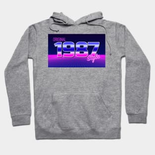 Original 1987 Style - 80s Neon Grid Nostalgia Hoodie